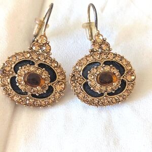 Monet - Gold and Black Crystal Earrings